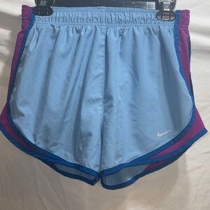 Nike Women's Sky Blue and Magenta Athletic Shorts